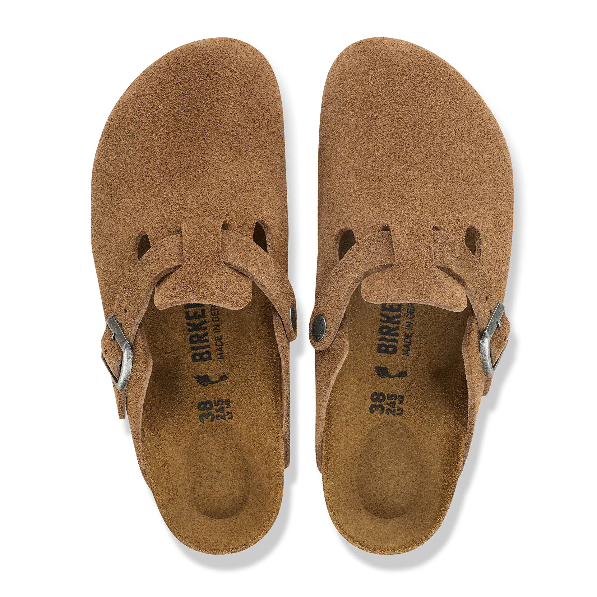 Birkenstock Boston Suede Leather Narrow Dark Tea