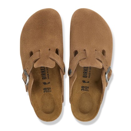 Birkenstock Boston Suede Leather Narrow Dark Tea
