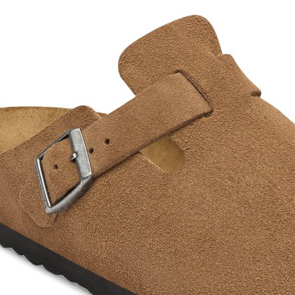 Birkenstock Boston Suede Leather Narrow Dark Tea