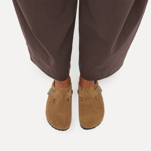 Birkenstock Boston Suede Leather Narrow Dark Tea