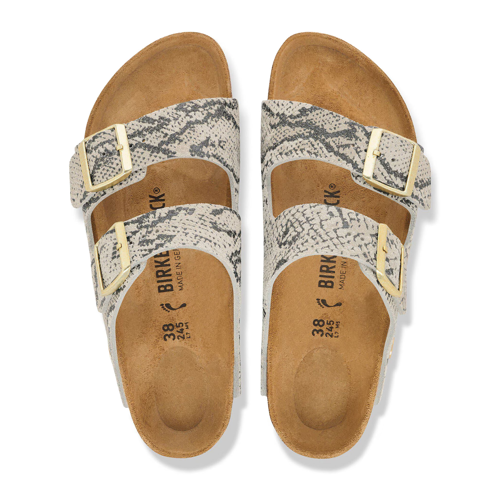Birkenstock Arizona Suede Leather Narrow Snake Oyster