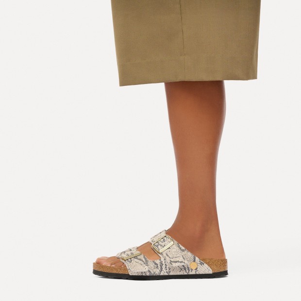 Birkenstock Arizona Suede Leather Narrow Snake Oyster