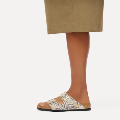 Birkenstock Arizona Suede Leather Narrow Snake Oyster