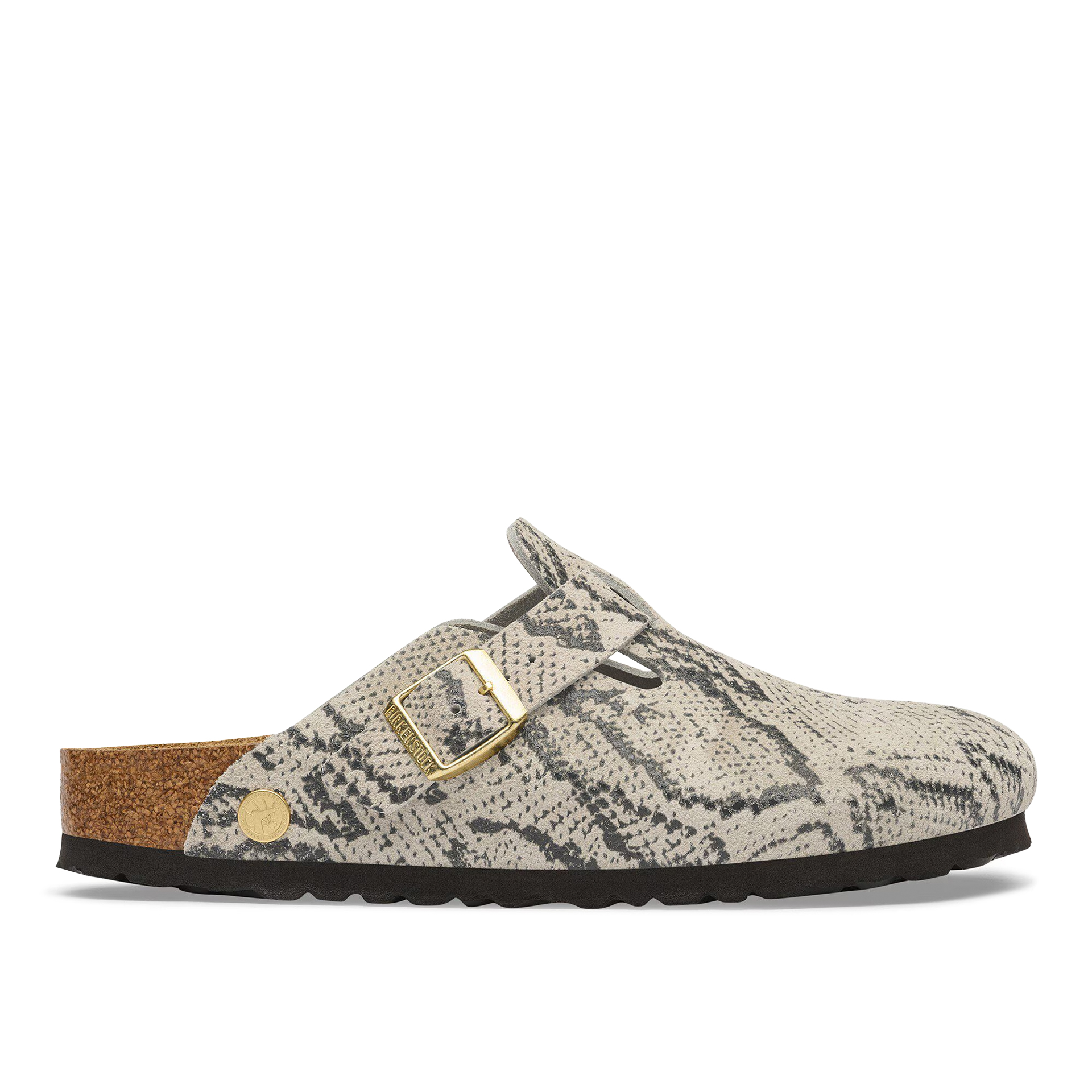 Birkenstock Boston Rivet Logo Suede Leather Narrow Snake Oyster