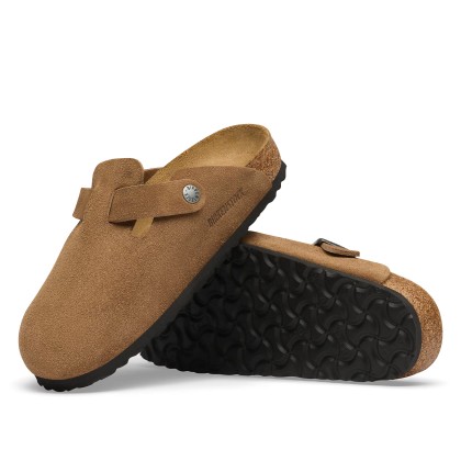 Birkenstock Boston Suede Leather Narrow Dark Tea