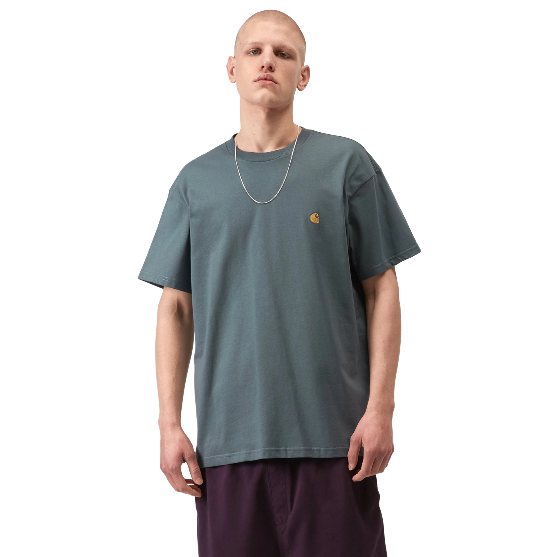 Carhartt Wip T-shirt Chase Cozy Blue / Gold