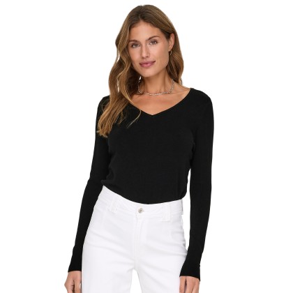 Only  Camisola Venice Life  Vneck Pullo Knt  Black