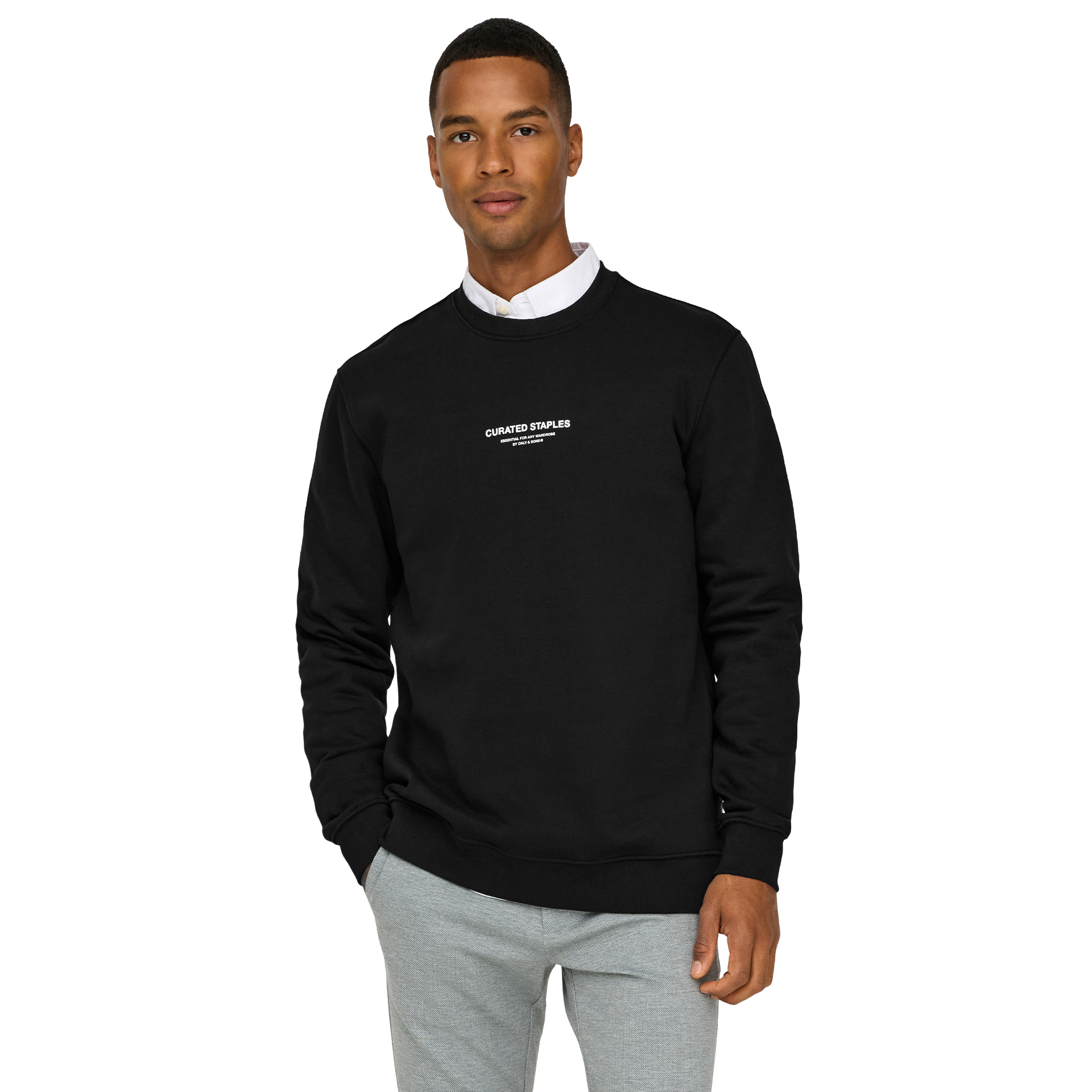 Only&Sons Sweat Curated Reg Black