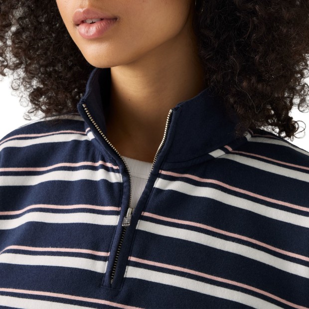 Levis Camisola Everyday Quarter Zip Ruby Stripe Navy