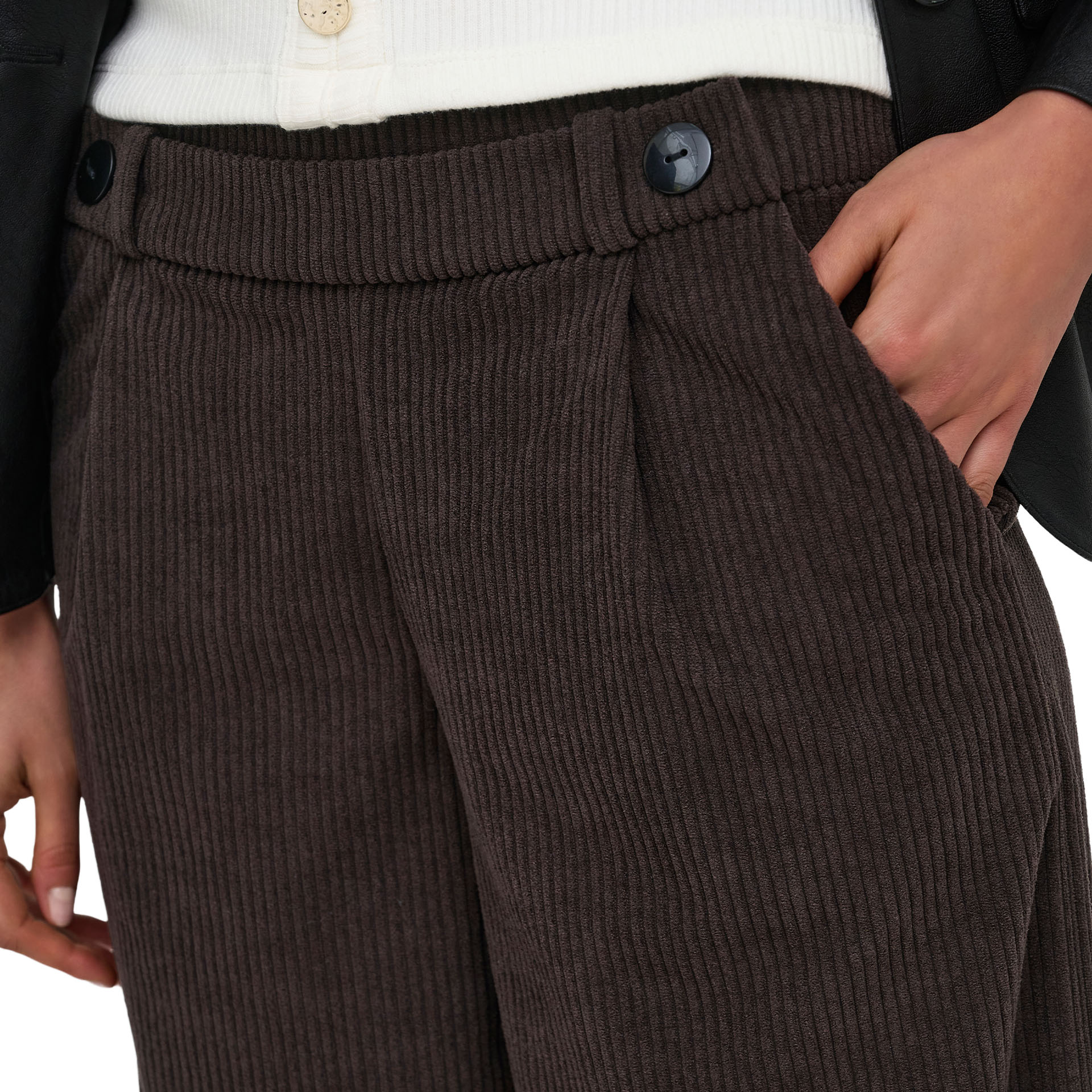 JDY Calça Geggo Cord Coffee Bean