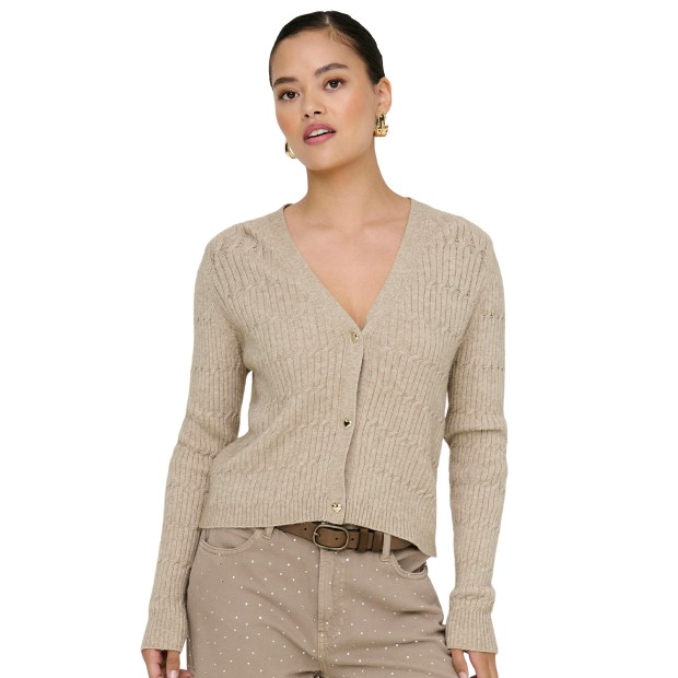 Only Casaco Katia Vneck Knt Mocha Meringue W. Melange