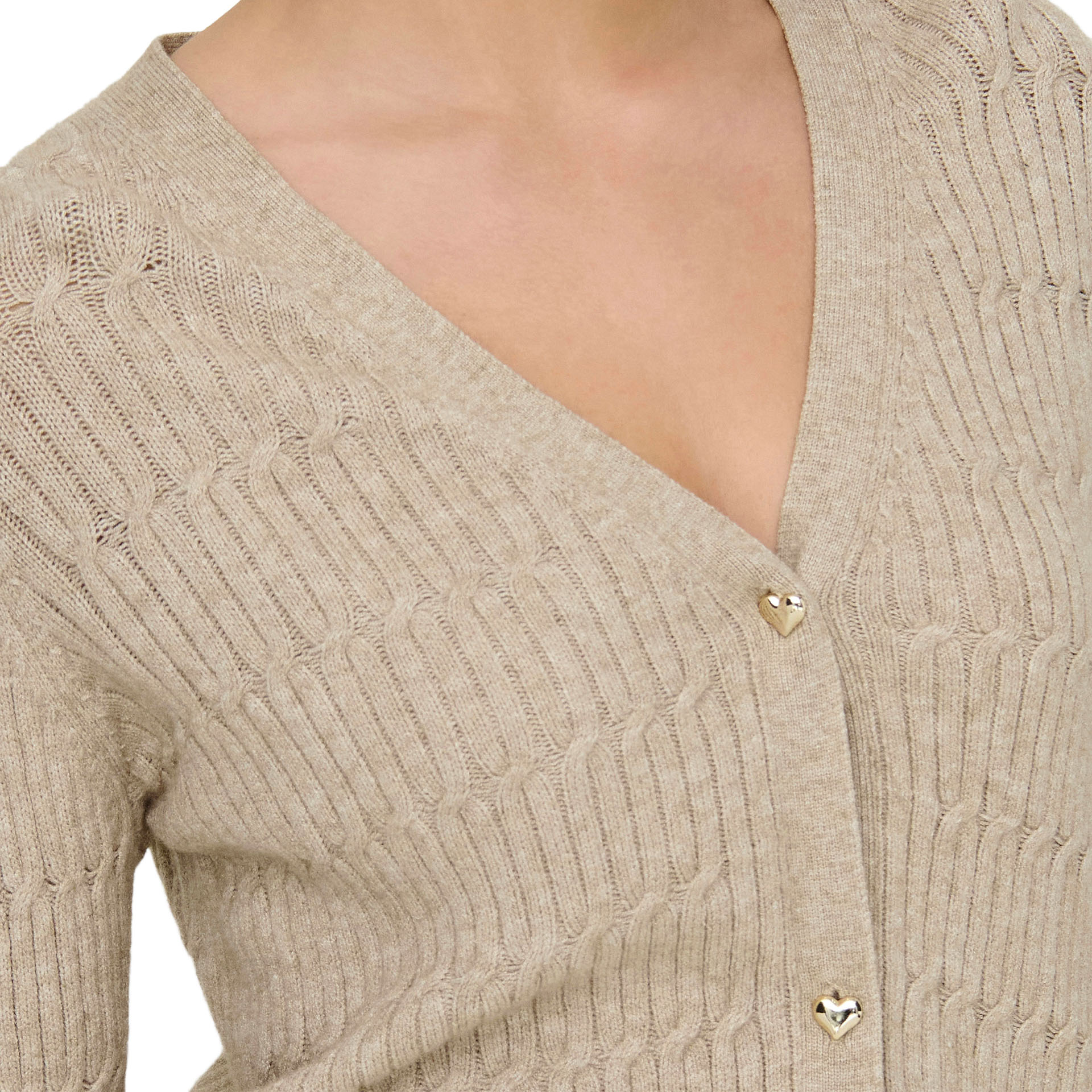 Only Casaco Katia Vneck Knt Mocha Meringue W. Melange