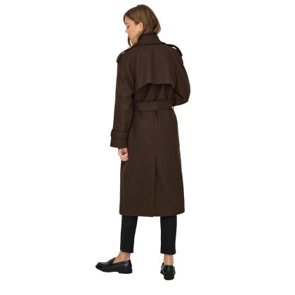 Only Casaco Dear-trillion Long Belt Chocolate Brown Melange Only Casaco Dear-trillion Long Belt Chocolate Brown Melange