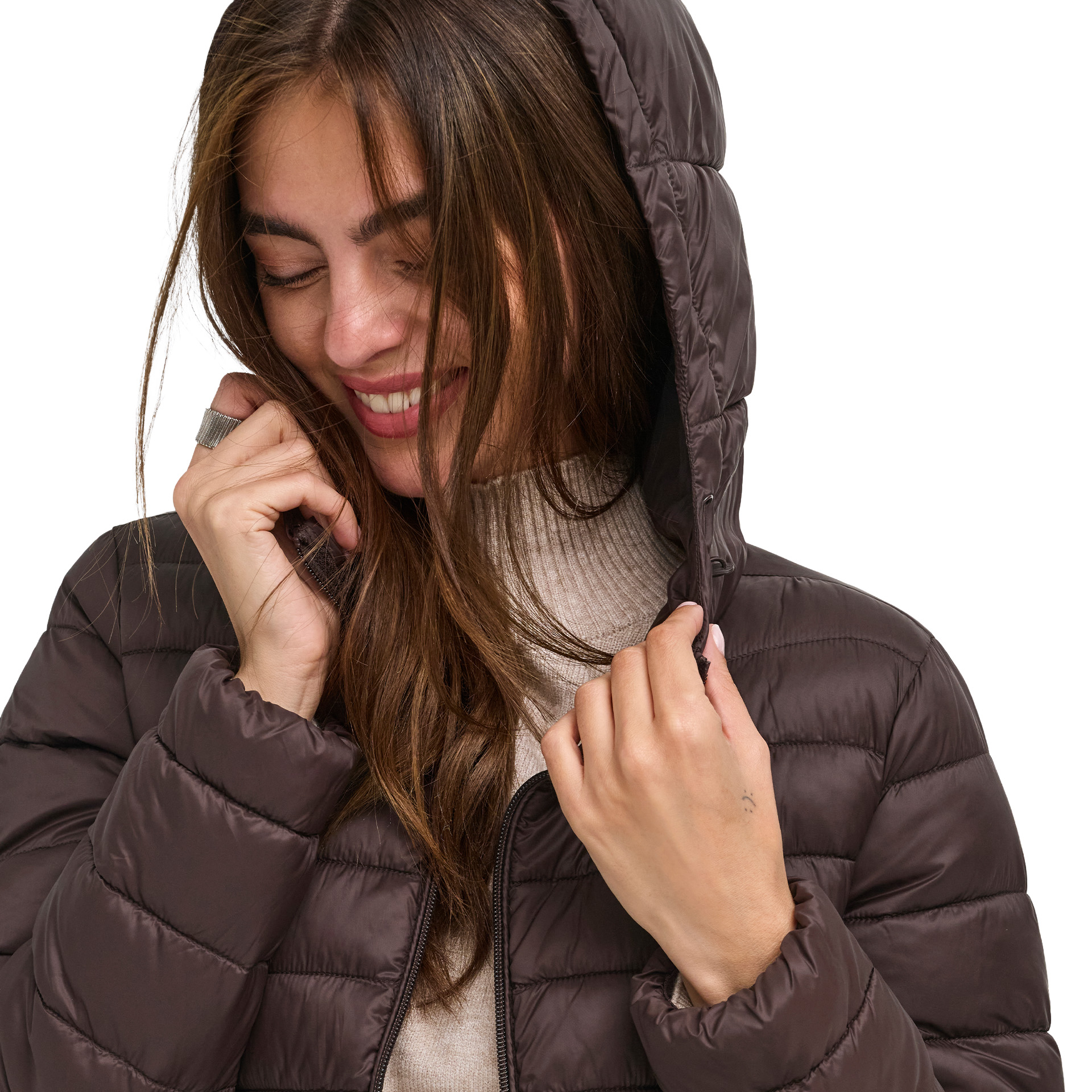 Only Casaco Tahia Quilted Hood Coffee Bean