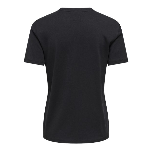 Only T-shirt Sanja O-neck Bling Top Box Black Rhinestones + Pearl Necklace