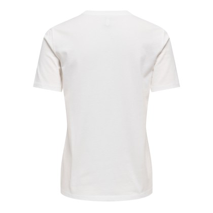 Only T-shirt Sanja O-neck Bling Top Box Cloud Dancer Mix Stones Upperpart