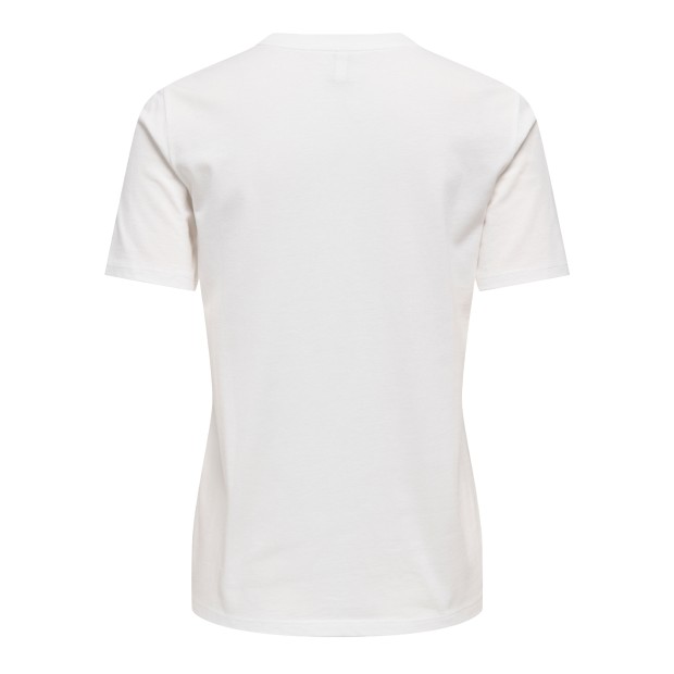Only T-shirt Sanja O-neck Bling Top Box Cloud Dancer Mix Stones Upperpart