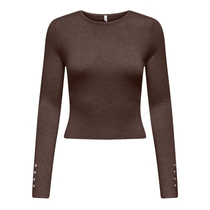 Only Longsleeve Andrea Button O-neck Knt Bracken Melange/silver Button