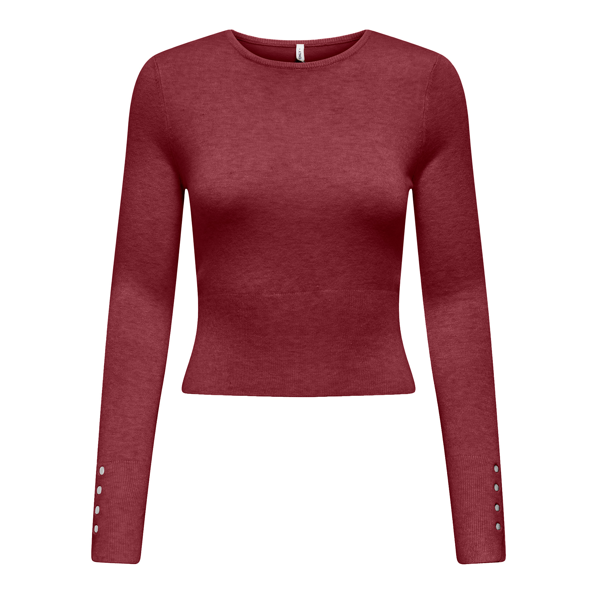 Only Longsleeve Andrea Button O-neck Knt Cabernet Melange/silver Button