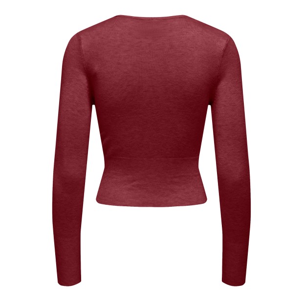 Only Longsleeve Andrea Button O-neck Knt Cabernet Melange/silver Button