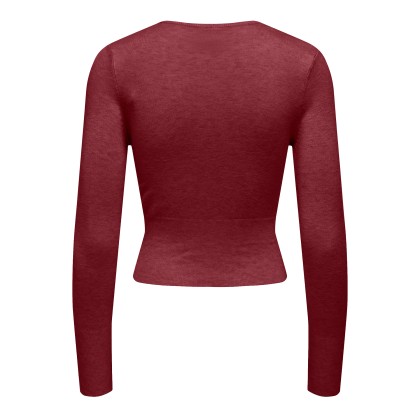 Only Longsleeve Andrea Button O-neck Knt Cabernet Melange/silver Button