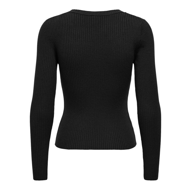 Only Longsleeve Flou Buckle O-neck Knt Black Gold Buckle