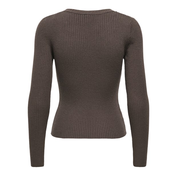 Only Longsleeve Flou Buckle O-neck Knt Chocolate Martini Gold Buckle