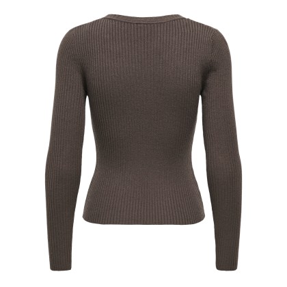 Only Longsleeve Flou Buckle O-neck Knt Chocolate Martini Gold Buckle