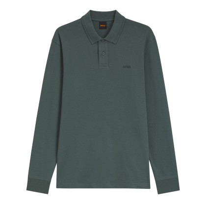 BOSS Polo Pe Interlock Long Open Green