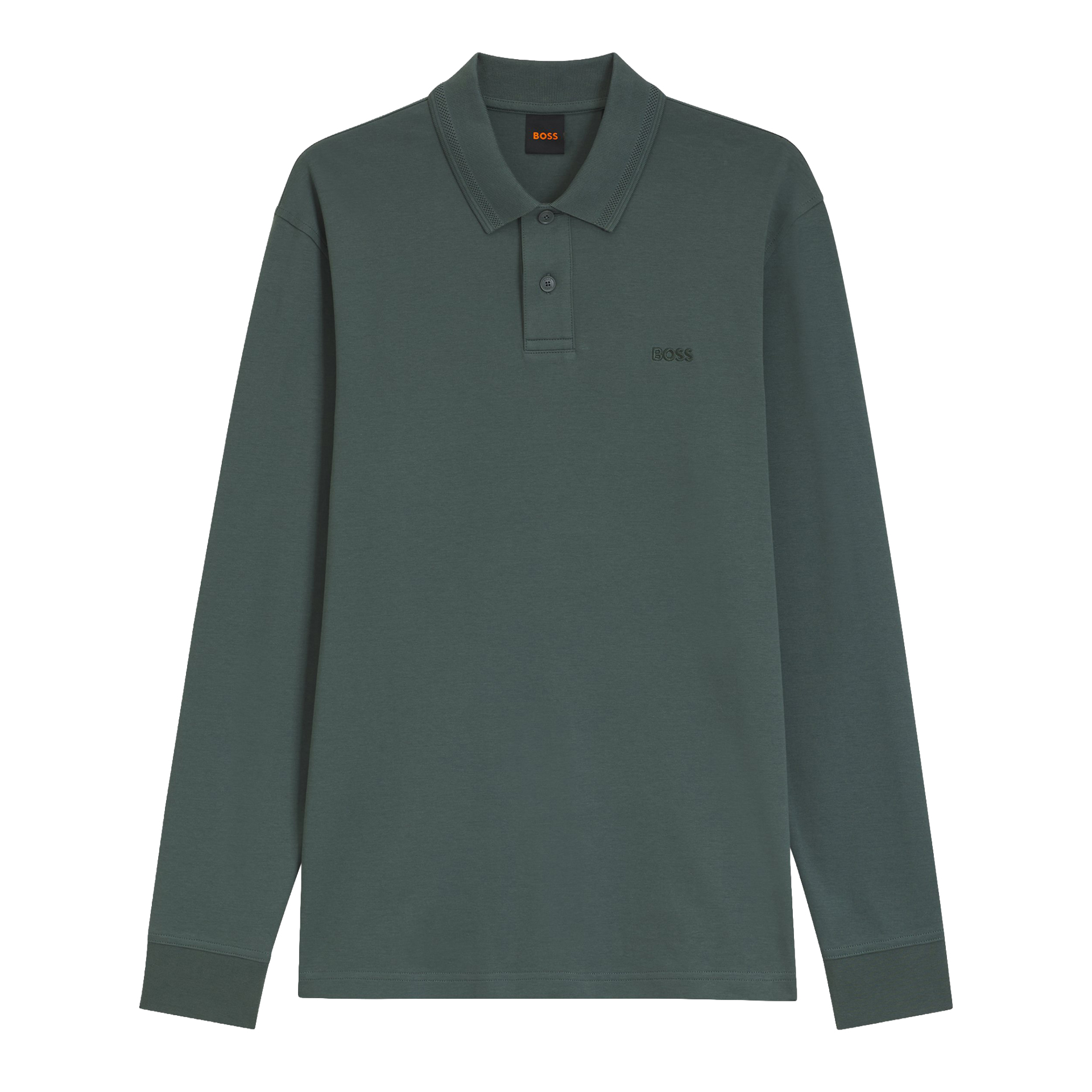 BOSS Polo Pe Interlock Long Open Green