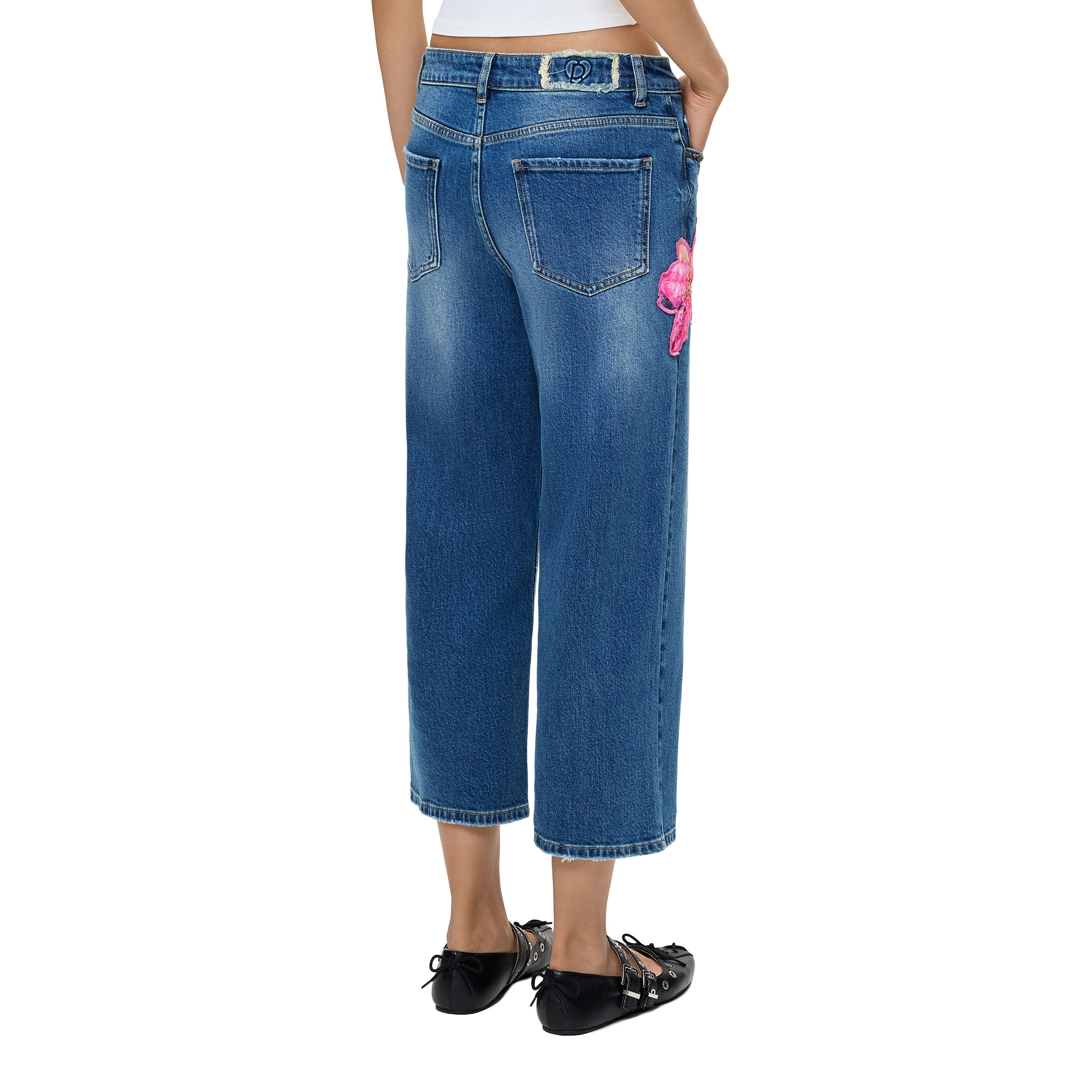 Desigual Calça Flora Denim Medium Wash