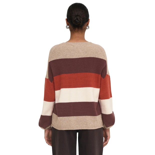 Only Camisola Atia Stripe Knt Beige Mel/deep M/picante/whitecap G Mel