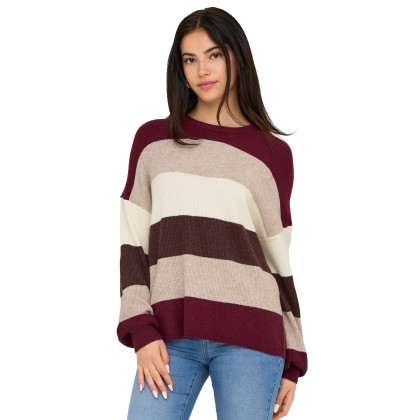 Only Camisola Atia Stripe Knt Zinfandel W. Whitecapgray/silvermink/chicorycoffee