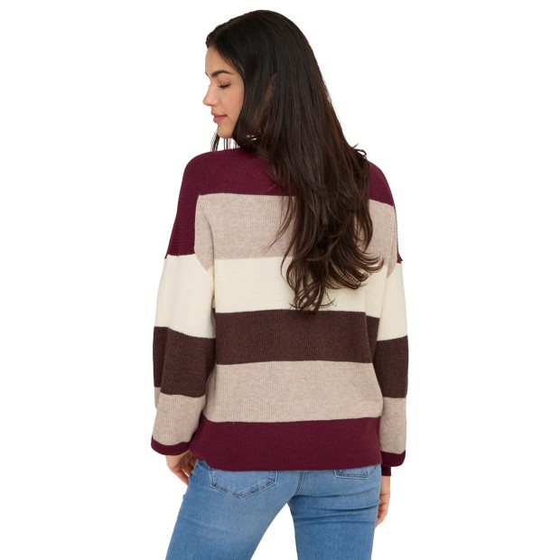 Only Camisola Atia Stripe Knt Zinfandel W. Whitecapgray/silvermink/chicorycoffee