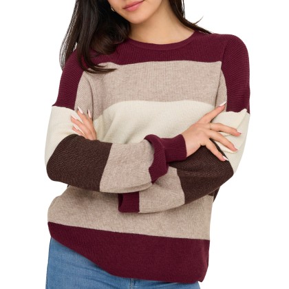 Only Camisola Atia Stripe Knt Zinfandel W. Whitecapgray/silvermink/chicorycoffee