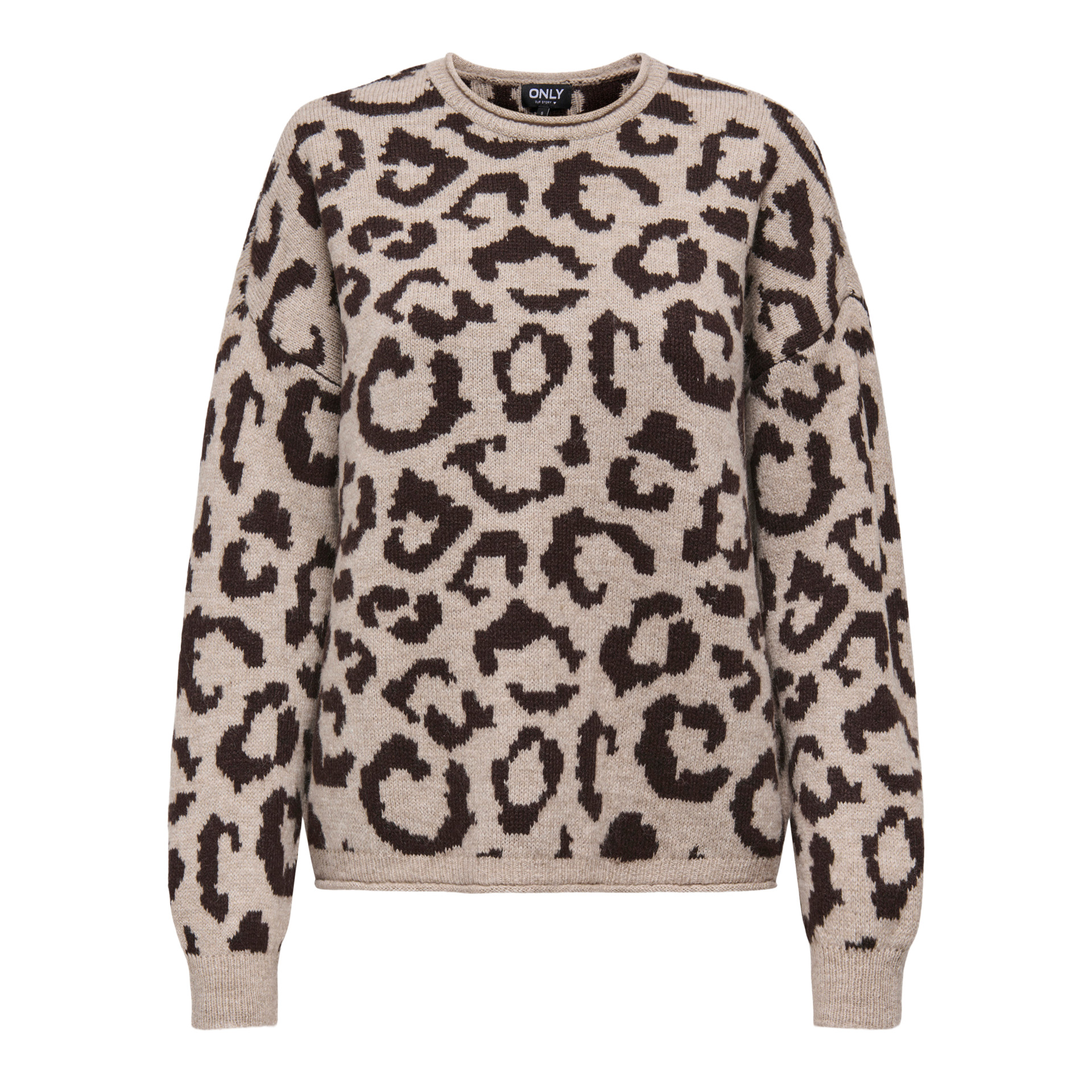 Only Camisola Jade Animal O-neck Knt String All Leo/coffee Bean