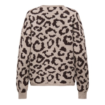 Only Camisola Jade Animal O-neck Knt String All Leo/coffee Bean
