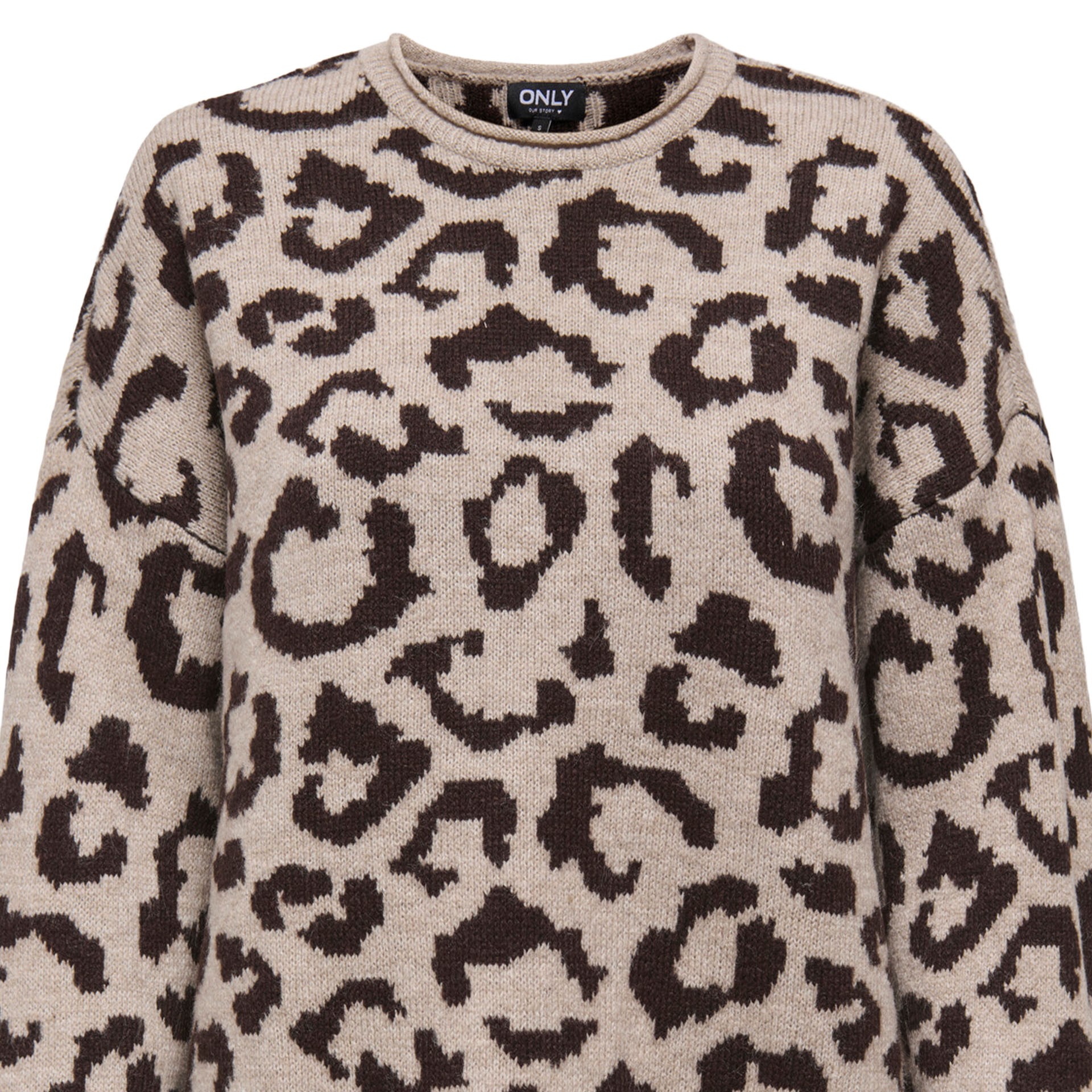 Only Camisola Jade Animal O-neck Knt String All Leo/coffee Bean