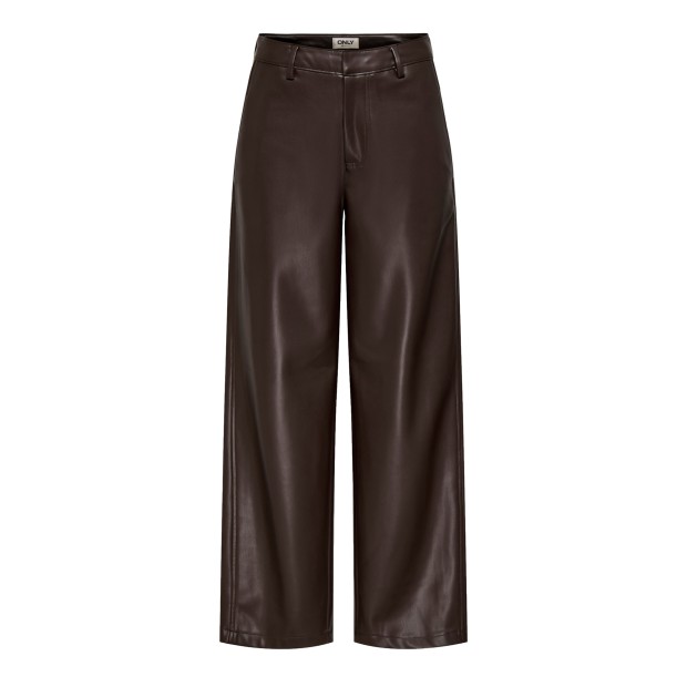 Only Calça Neli Mw Faux Lea Barrel Chocolate Torte