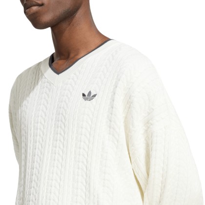 adidas Originals Camisola Cable Knit Crewneck White / Cloud White