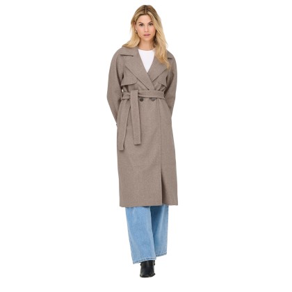 Only Casaco Laura Belted Long Simply Taupe Melange Only Casaco Laura Belted Long Simply Taupe Melange