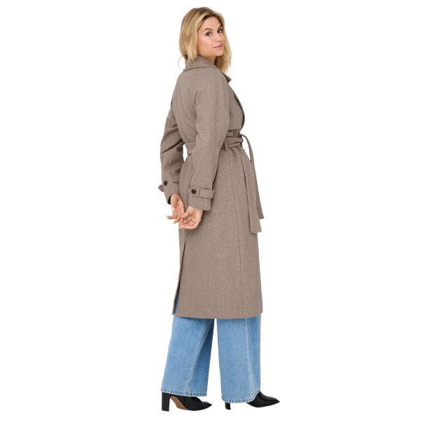 Only Casaco Laura Belted Long Simply Taupe Melange