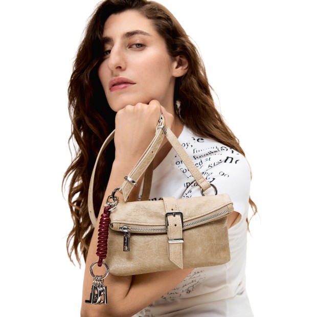 Desigual Mala Half Logo Clutch Micro Crudo Beige