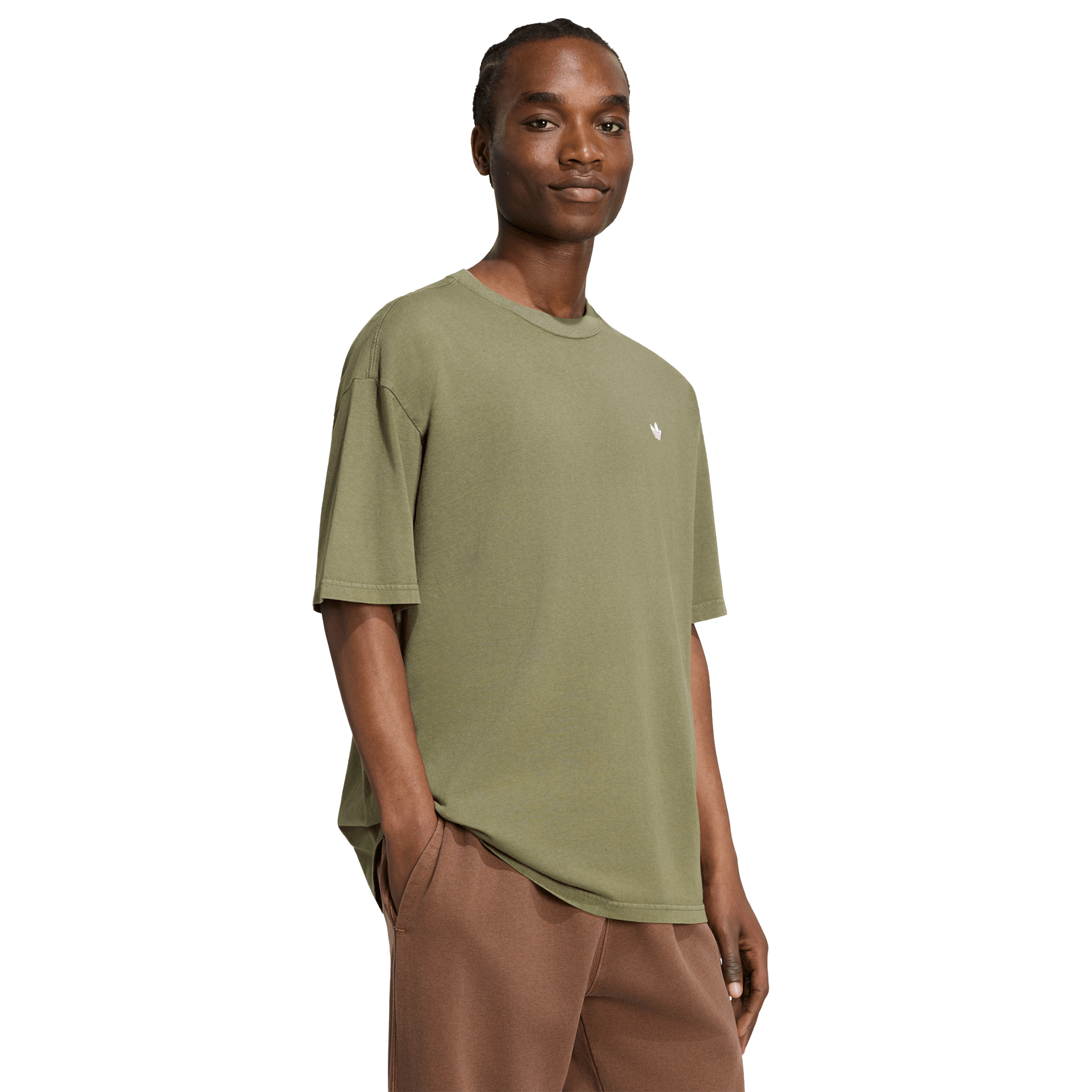 adidas Originals T-shirt Trefoil Essentials Washed Loose Green / Olive Strata