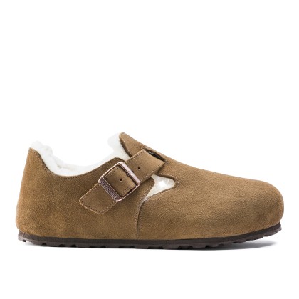 Birkenstock London Shearling Suede Leather Narrow Dark Tea Birkenstock London Shearling Suede Leather Narrow Dark Tea