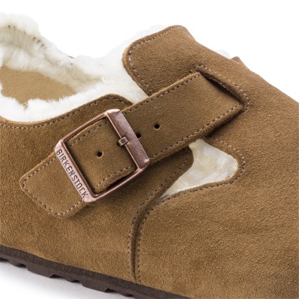 Birkenstock London Shearling Suede Leather Narrow Dark Tea Birkenstock London Shearling Suede Leather Narrow Dark Tea