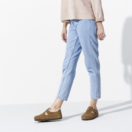 Birkenstock London Shearling Suede Leather Narrow Dark Tea Birkenstock London Shearling Suede Leather Narrow Dark Tea