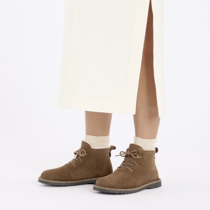 Birkenstock Uppsala Mid Shearling Suede Leather Narrow Dark Tea
