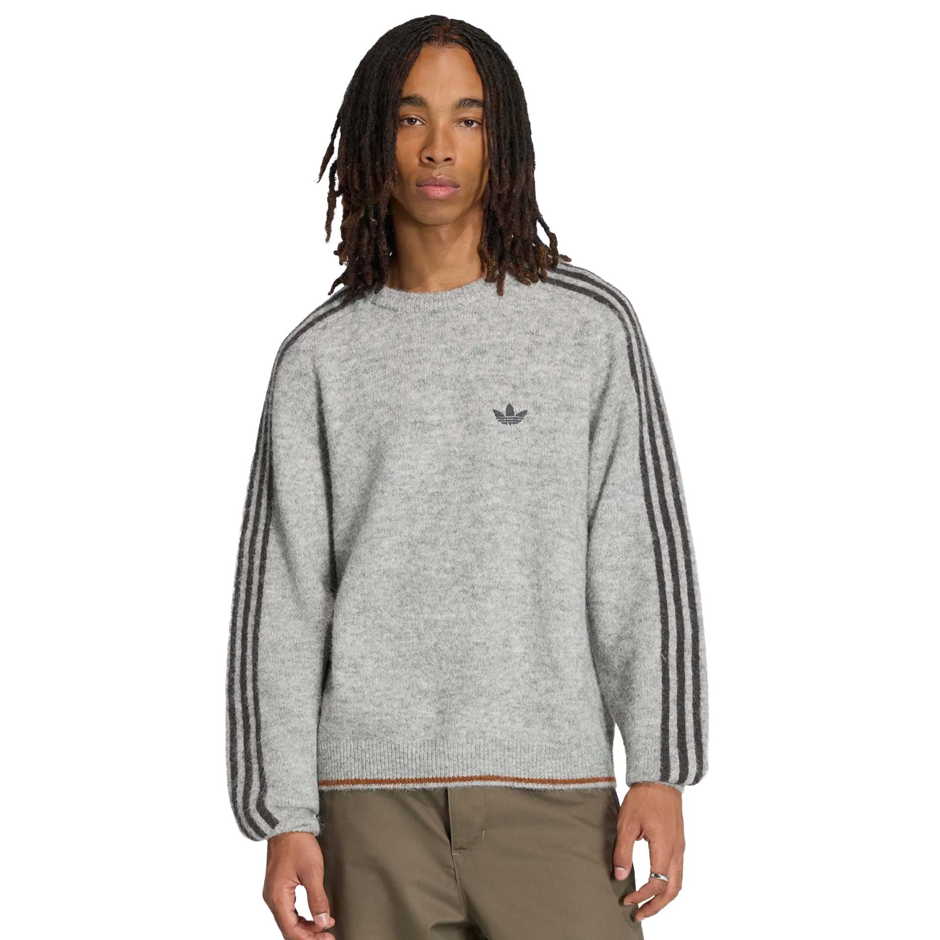 adidas Originals Camisola 3 Stripes Fluffy Knit Crew Grey / Medium Grey Heather