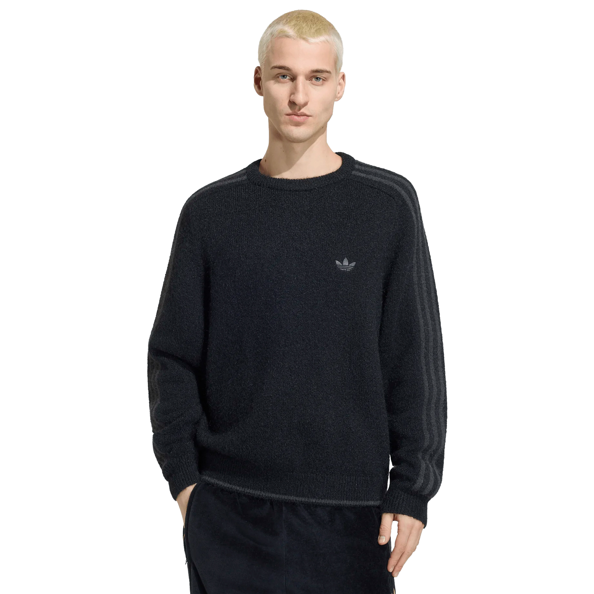 adidas Originals Camisola 3 Stripes Fluffy Knit Crew Black